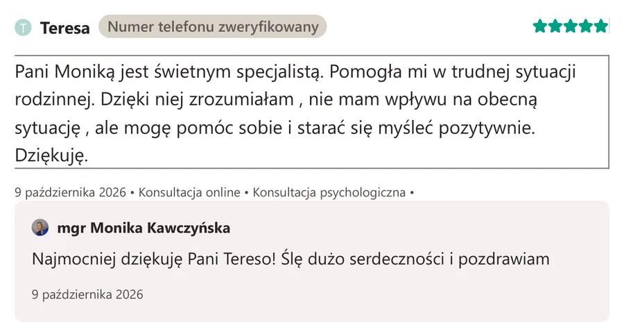 Opinia pacjenta z serwisu ZnanyLekarz.pl, 9 października 2026