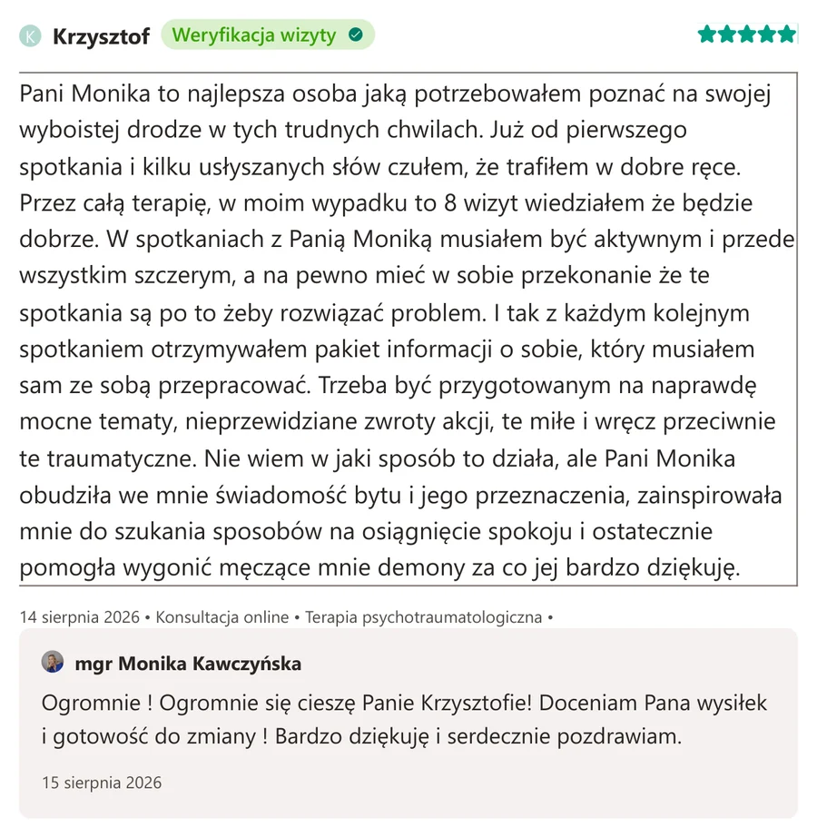 Opinia pacjenta z serwisu ZnanyLekarz.pl, 14 sierpnia 2026