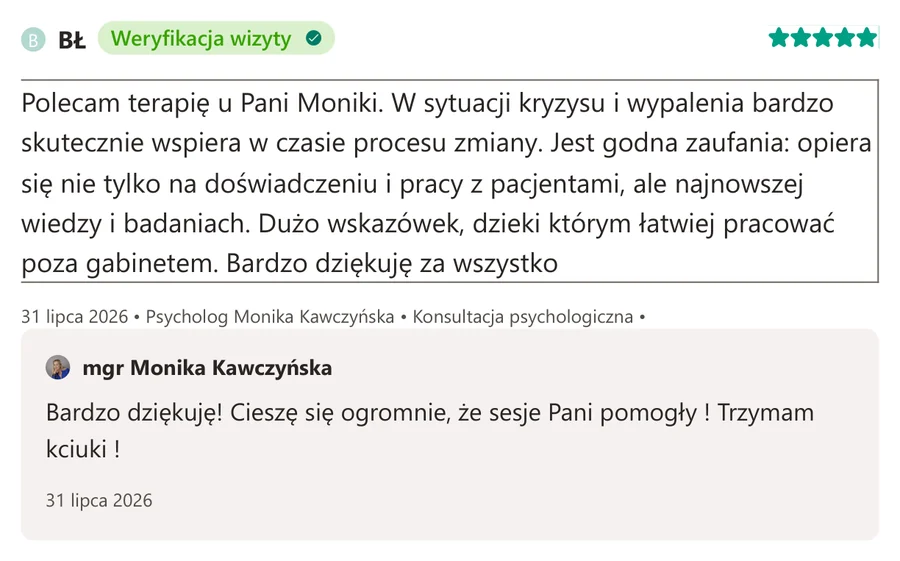 Opinia pacjenta z serwisu ZnanyLekarz.pl, 31 lipca 2026