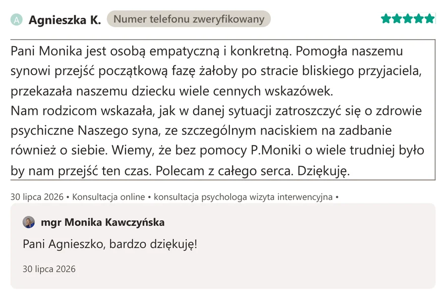 Opinia pacjenta z serwisu ZnanyLekarz.pl, 30 lipca 2026