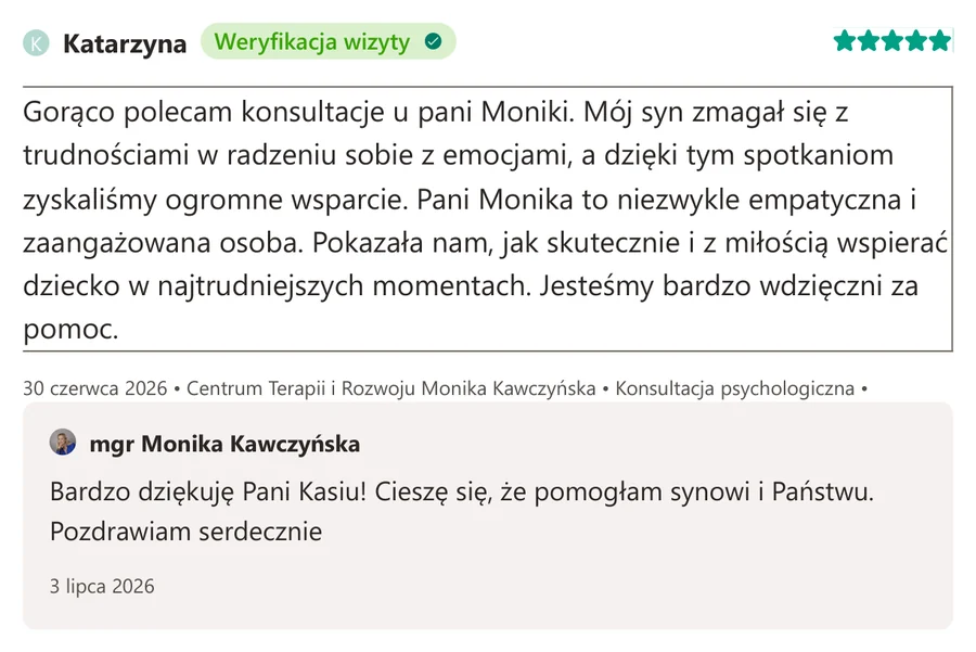 Opinia pacjenta z serwisu ZnanyLekarz.pl, 30 czerwca 2026