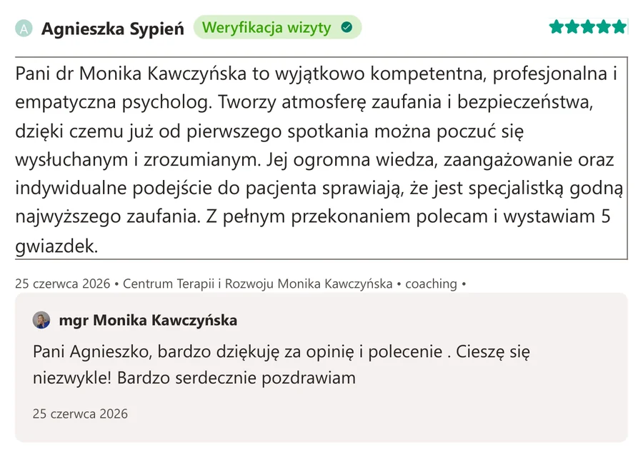 Opinia pacjenta z serwisu ZnanyLekarz.pl, 25 czerwca 2026