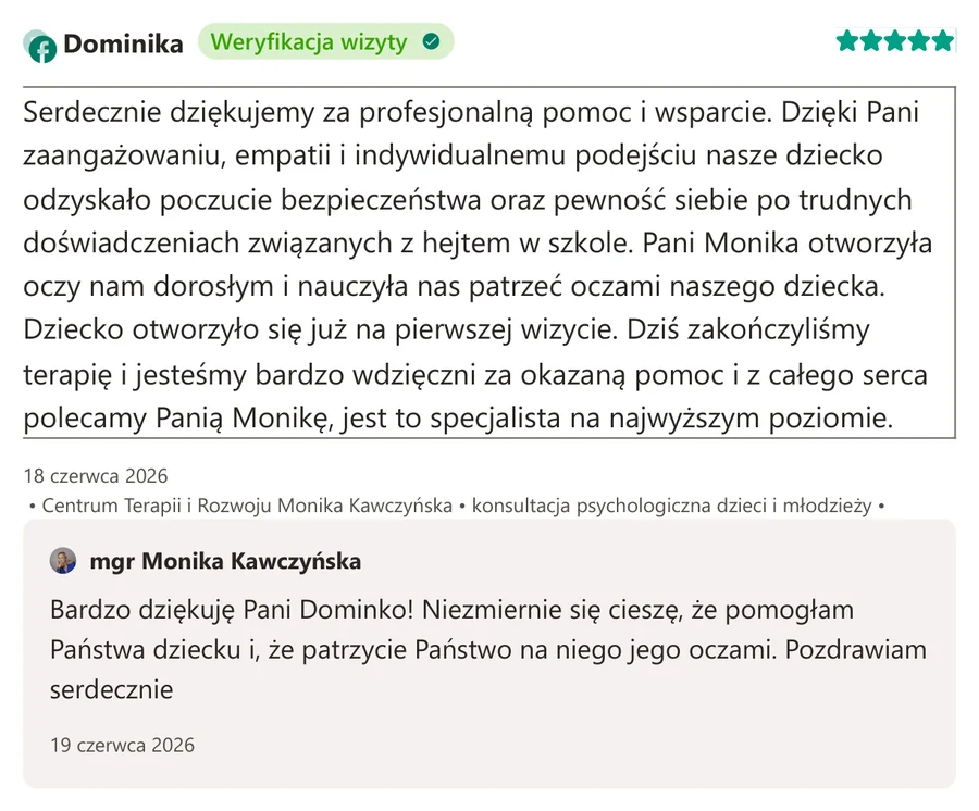 Opinia pacjenta z serwisu ZnanyLekarz.pl, 18 czerwca 2026