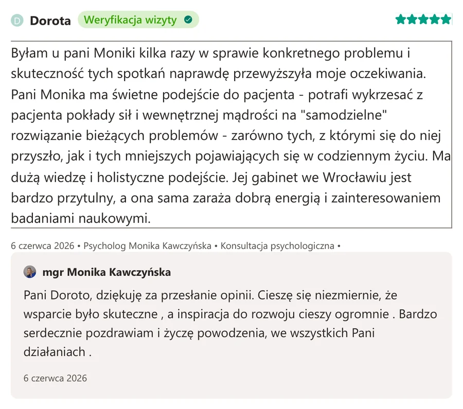 Opinia pacjenta z serwisu ZnanyLekarz.pl, 6 czerwca 2026