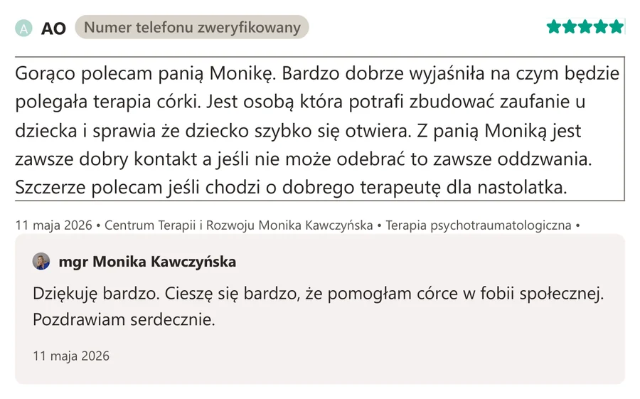 Opinia pacjenta z serwisu ZnanyLekarz.pl, 11 maja 2026
