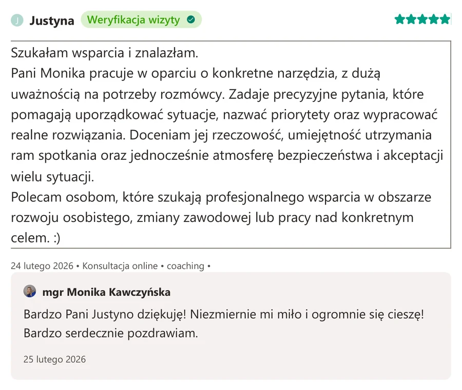 Opinia pacjenta z serwisu ZnanyLekarz.pl, 24 lutego 2026