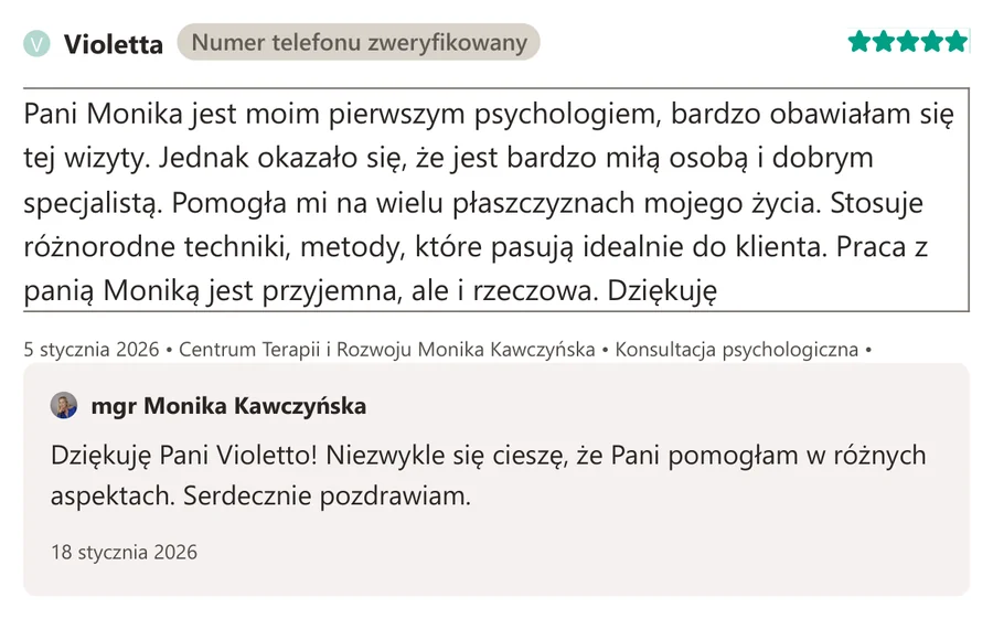 Opinia pacjenta z serwisu ZnanyLekarz.pl, 5 stycznia 2026