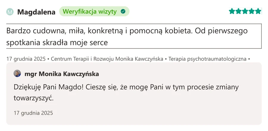 Opinia pacjenta z serwisu ZnanyLekarz.pl, 17 grudnia 2025