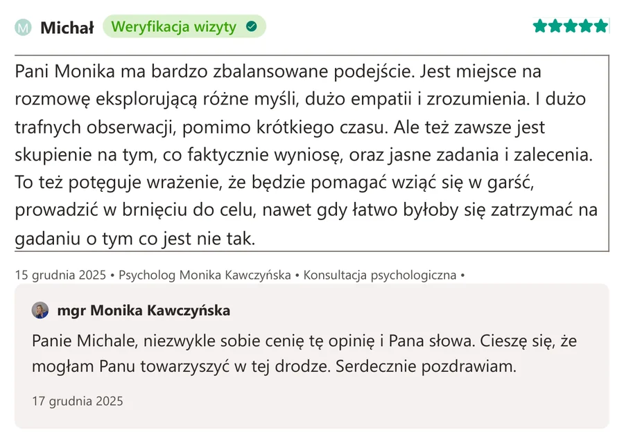 Opinia pacjenta z serwisu ZnanyLekarz.pl, 15 grudnia 2025