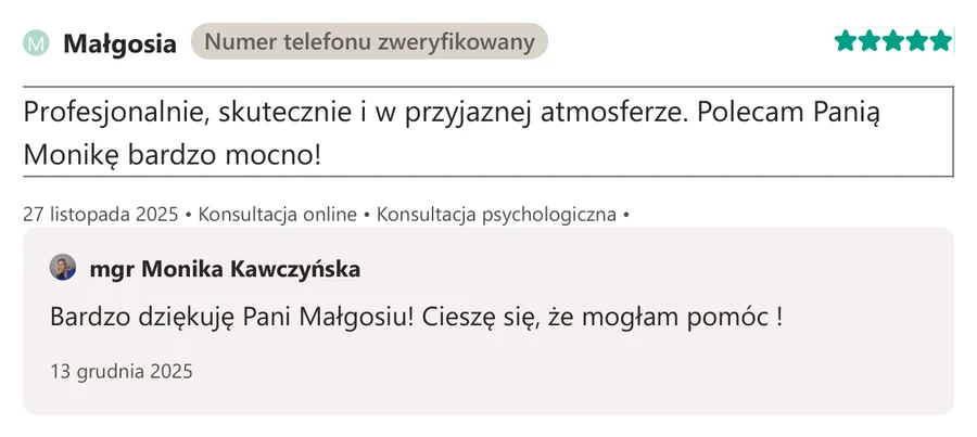 Opinia pacjenta z serwisu ZnanyLekarz.pl, 27 listopada 2025