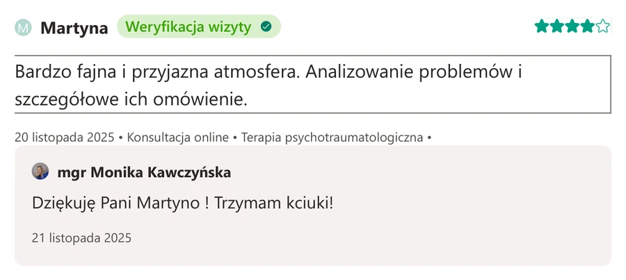 Opinia pacjenta z serwisu ZnanyLekarz.pl, 20 listopada 2025