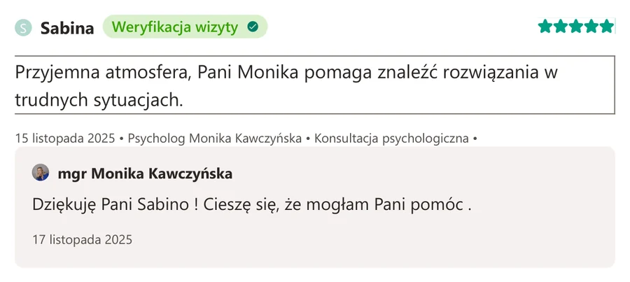 Opinia pacjenta z serwisu ZnanyLekarz.pl, 15 listopada 2025