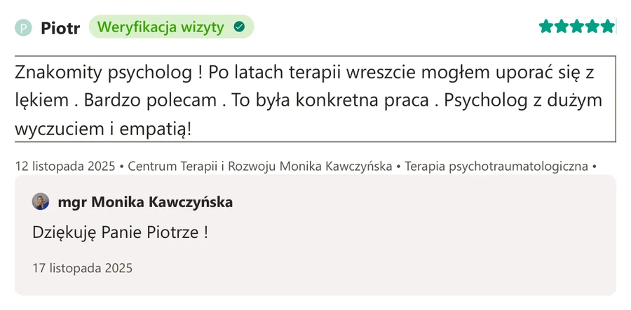 Opinia pacjenta z serwisu ZnanyLekarz.pl, 12 listopada 2025